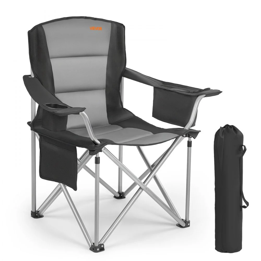 Summer Sale
VEVOR Camping Folding Chair for Adults, Portable Heavy Duty Outdoor Quad Lumbar Back Padded Arm Chairs with Side Pockets, Cup Holder and Cooler Bag for Beach, Lawn, Picnic, Fishing, Backpacking, Black