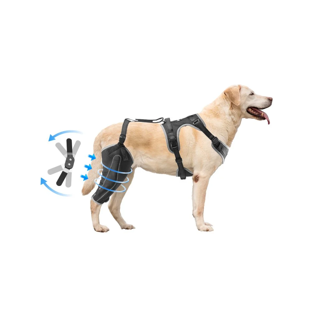 VEVOR Dog Knee Brace for Torn ACL, Dog Leg Brace with Adjustable Hinge Stabilizer, Pet Knee Support Harness for Right Hind Leg, Pain Relief, Reflective Dog Joint Support Brace for Arthritis Recovery