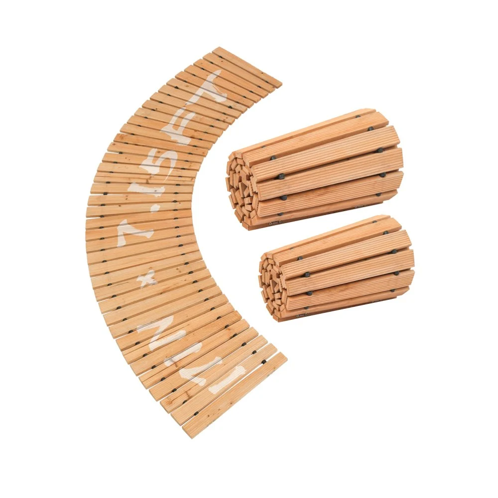 VEVOR Wooden Garden Pathway, 7 ft x 17 in, Non-Slip Curved Garden Walkway, Roll Out Cedar Outdoor Walkway Path with Wire Rope Connection, Decorative Lawn Paver for Backyard Boardwalk Wedding Party