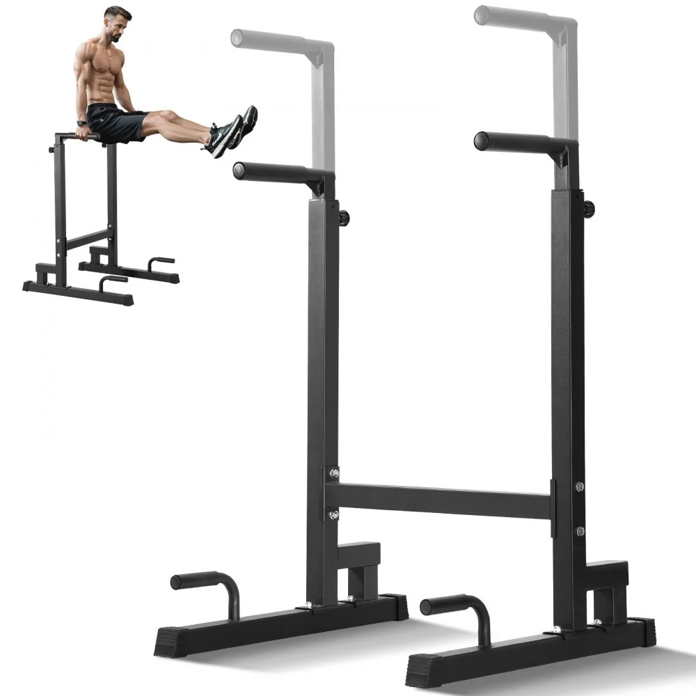 VEVOR Dip Bar, 500 lbs Capacity, Heave Duty Dip Stand Station with Adjustable Height, Fitness Workout Dip Bar Station Stabilizer Parallette Push Up Stand, Parallel Bars for Strength Training Home Gym