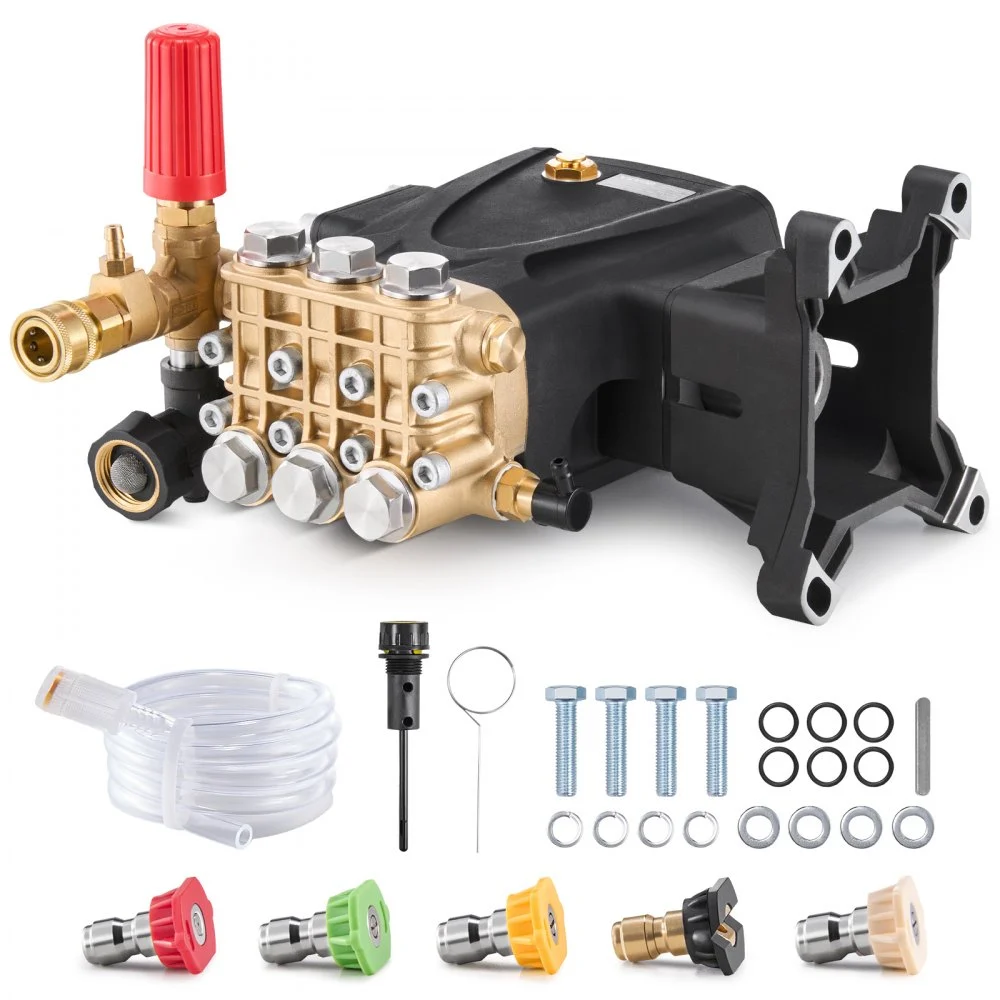Summer Sale
VEVOR Pressure Washer Pump, 1" Shaft Horizontal Triplex Plunger, 4200 PSI, 4.2GPM, Replacement Power Washer Pumps Kit with 5 Nozzles, Compatible with Simpson MorFlex 40224, 40225, 40226, Santoprene