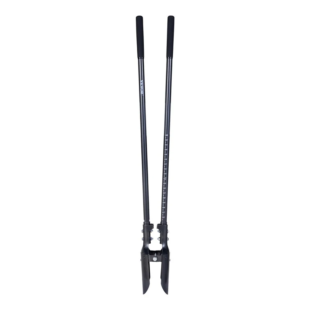 VEVOR Post Hole Digger, Heavy Duty Post Hole Digger with Carbon Steel Handle, Manual Hole Digger with Scale Markings and Metal Blade, Post Hole Digger Tool for Digging Gardening Outdoors, 57.5-Inch