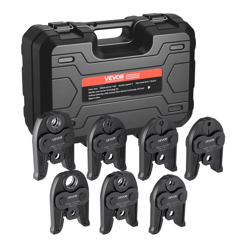 Summer Sale

        
               VEVOR 7PCS Pressing Jaws 1/4" to 1-1/8" - Compatible with RLS Copper Pipes, Work with 32KN Standard Press Tools for High Pressure HVAC/R Applications - with Case