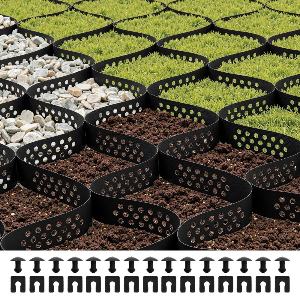 VEVOR Gravel Grid, 2 Inch Depth, 16.4 x 6.5 FT / 5000 x 1980 mm, 1880 LBS Per Sq ft Grass Ground Retainer, Permeable Geo Grids Driveway Stabilization, for Garden, Patio, Walkway, RV Parking Slopes