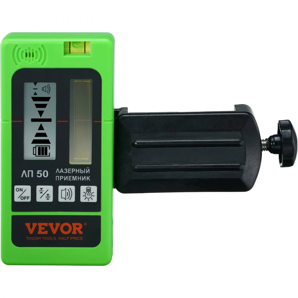 VEVOR Laser Receiver, 197 ft Working Range, Green Laser and Red Beam Detector for Pulsing Line Lasers, Customizable Speaker & Dual LCD Display & Built-In Bubble Level with Clamp for Laser Level Ebay美