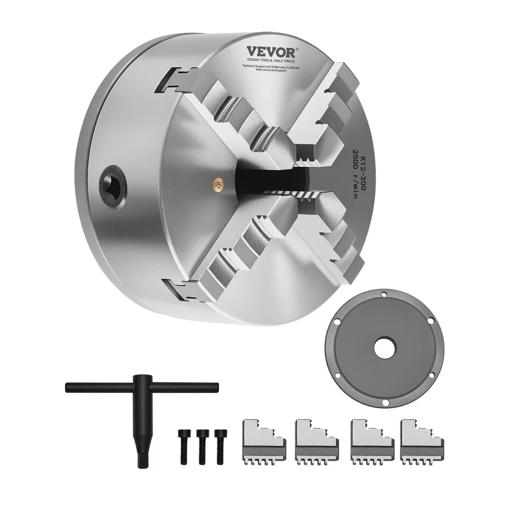 Summer Sale
VEVOR 4-Jaw Lathe Chuck, 8 Inch (200 mm), Self-Centering Chuck with 1 1/2 in-8 Threaded Backing Plate, 0.16-7.87 in (4-200 mm) Clamping Range with T-wrench Screws, HT300 Material, for Wood Metal Lathe