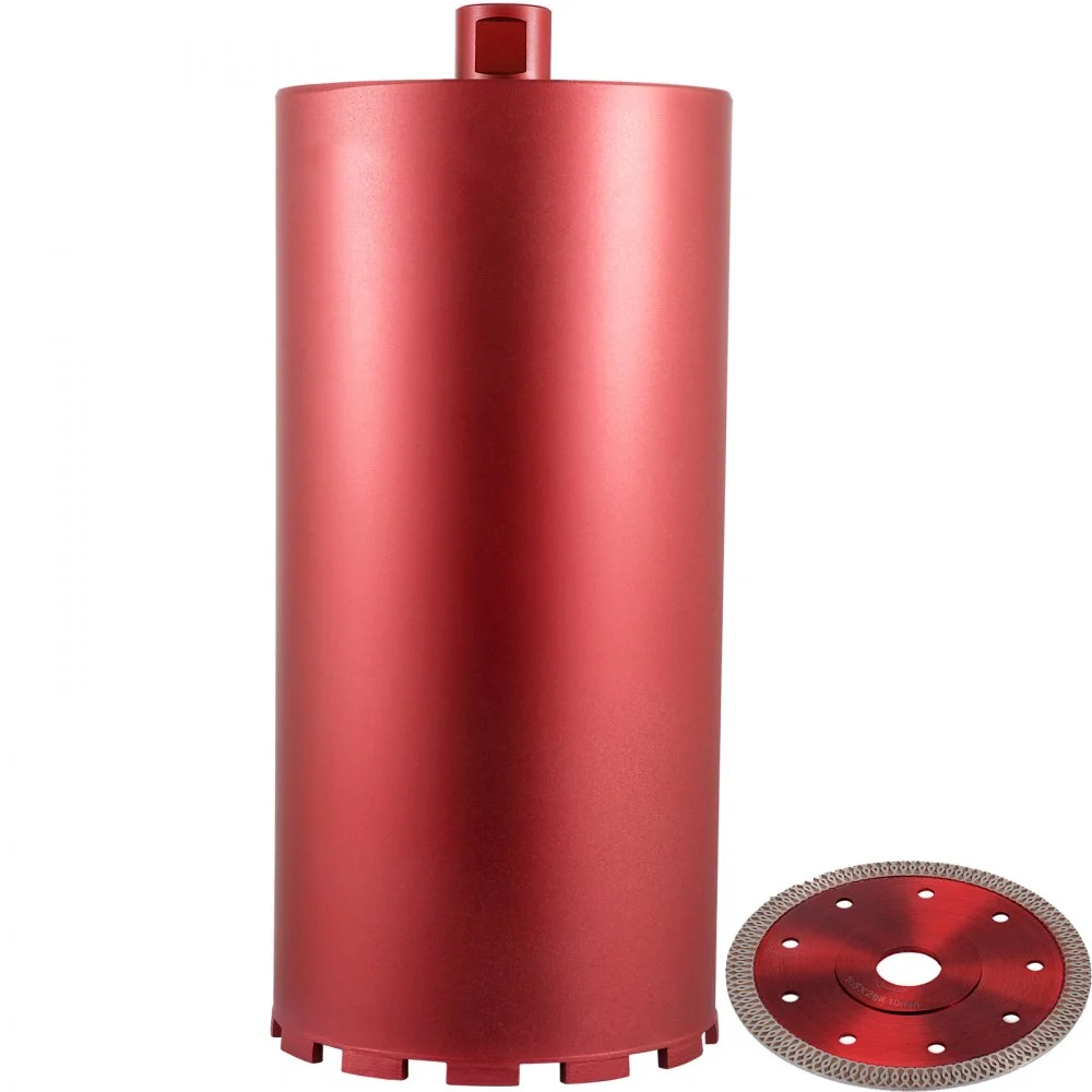 VEVOR Diamond Core Drill, 8"/203mm Diameter Core Drill Bit, 14"/355mm Concrete Core Drill Bit, 5/8"-11 Thread Core Bit, Dry/Wet Drill Core Bits with a Blade, Diamond Wet Coring Bit For Concrete Bri