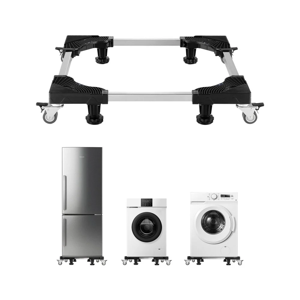 VEVOR Fridge Stand Mobile Base, 1100 lbs Load Capacity, Washing Machine Stand with 8 Locking Twin Wheels and 4 Brakes, 27.5 -35.4 Inches Adjustable Furniture Dolly for Washer, Refrigerator and Dryer