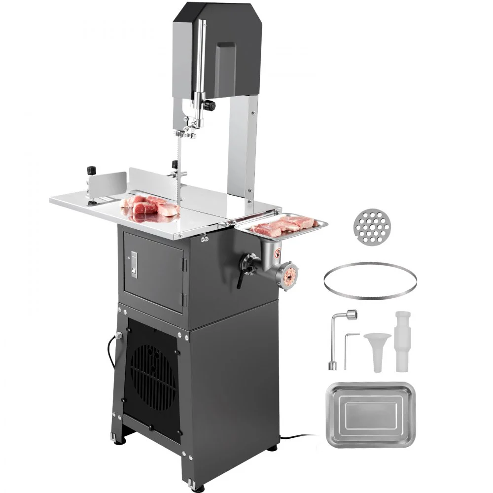 VEVOR Commercial Electric Meat Bandsaw, 850W Stainless Steel Vertical Bone Sawing Machine, 19.1"x15" Workbench, 7.09 Inch Cutting Thickness, Frozen Meat Cutter with Blade for Rib Pork Beef