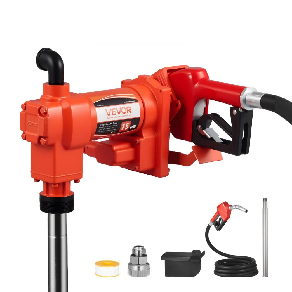 Summer Sale
VEVOR Fuel Transfer Pump 110V, 15 GPM 57 L/min, AC Electric Oil Transfer Pump, with Auto Shut-Off Fuel Nozzle & Discharge Hose, High Flow Kit for Gasoline, Diesel, Kerosene, Biodiesel, Ethanol Blends