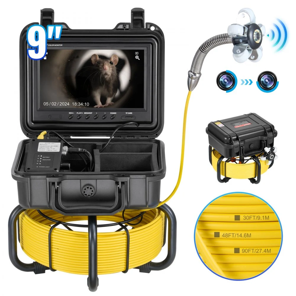 Summer Sale

        
               VEVOR Sewer Camera, 98 ft/30m, Self-Leveling Drain Inspection Camera with 9" 1080P HD Screen, 36X Zoom, IP68 Waterproof Plumbing Camera with Lights-12 LED, 32GB Card Snake Camera for Duct Pipe