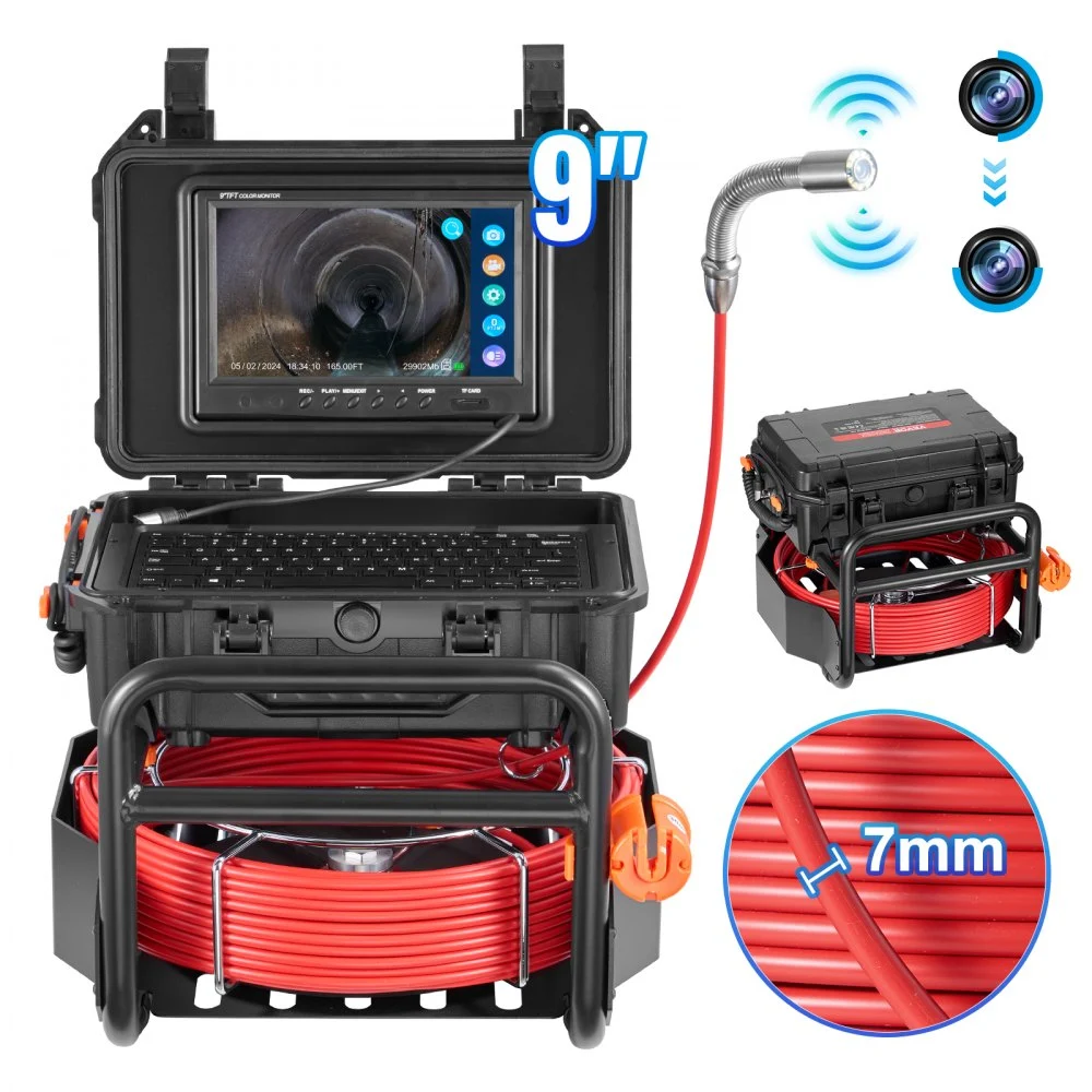 Summer Sale

        
               VEVOR Sewer Camera, 165 ft/50m, Self-Leveling Drain Camera with 512Hz Transmitter, Distance Counter, 9" Screen 1080P HD Snake Plumbing Camera with Lights-12 LED & 32GB Card for Duct Pipe