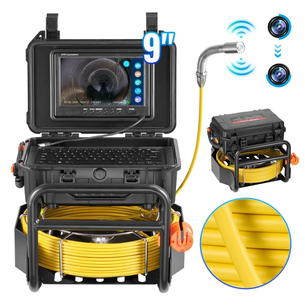 Summer Sale

        
               VEVOR Sewer Camera, 230 ft/70m, Self-Leveling Drain Camera with 512Hz Transmitter, Distance Counter, 9" Screen 1080P HD Snake Plumbing Camera with Light-12 LED & 32GB Card for Duct Pipe
