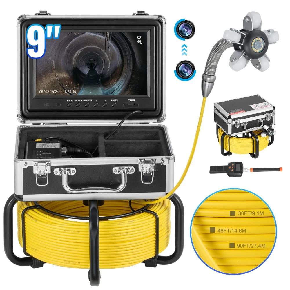 Summer Sale

        
               VEVOR Sewer Camera with 512Hz Locator,165 ft/50 m, Self-Leveling Drain Inspection Camera with  9" 1080P HD Screen, 36X Zoom, Snake Plumbing Camera with Lights-12 LED, 32GB SD Card for Duct Pipe