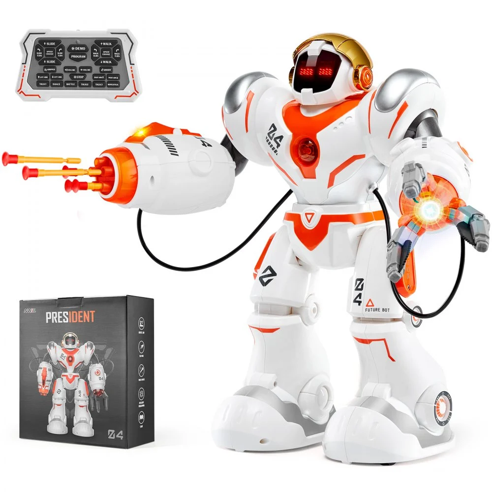 VEVOR RC Robot Toys for Kids, Battle Mode Programmable Remote Control Smart Robot with Bullets, Interactive Walking Dancing Robot for Age 3 4 5 6 7 8 10 12 Year Old Boys Girls Birthday Gift Present