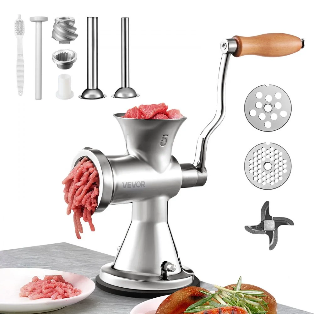 VEVOR Meat Grinder Manual 304 Stainless Steel Hand Operated Meat Grinder Multifunctional Crank Sausage Maker Coffee Powder Grinder for Household for Beef Chicken Pepper Mushroom Coffee