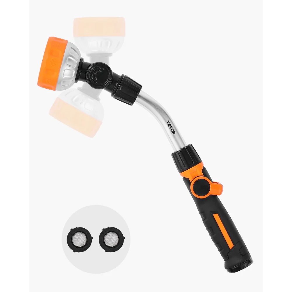 VEVOR Watering Wand, 15-Inch Heavy Duty Garden Hose Wand with 8 Spray Patterns & 180° Swivel Head, Long Hose Nozzle Sprayer with on/off Thumb Control, Ideal for Hanging Baskets, Shrubs, Garden, Lawn