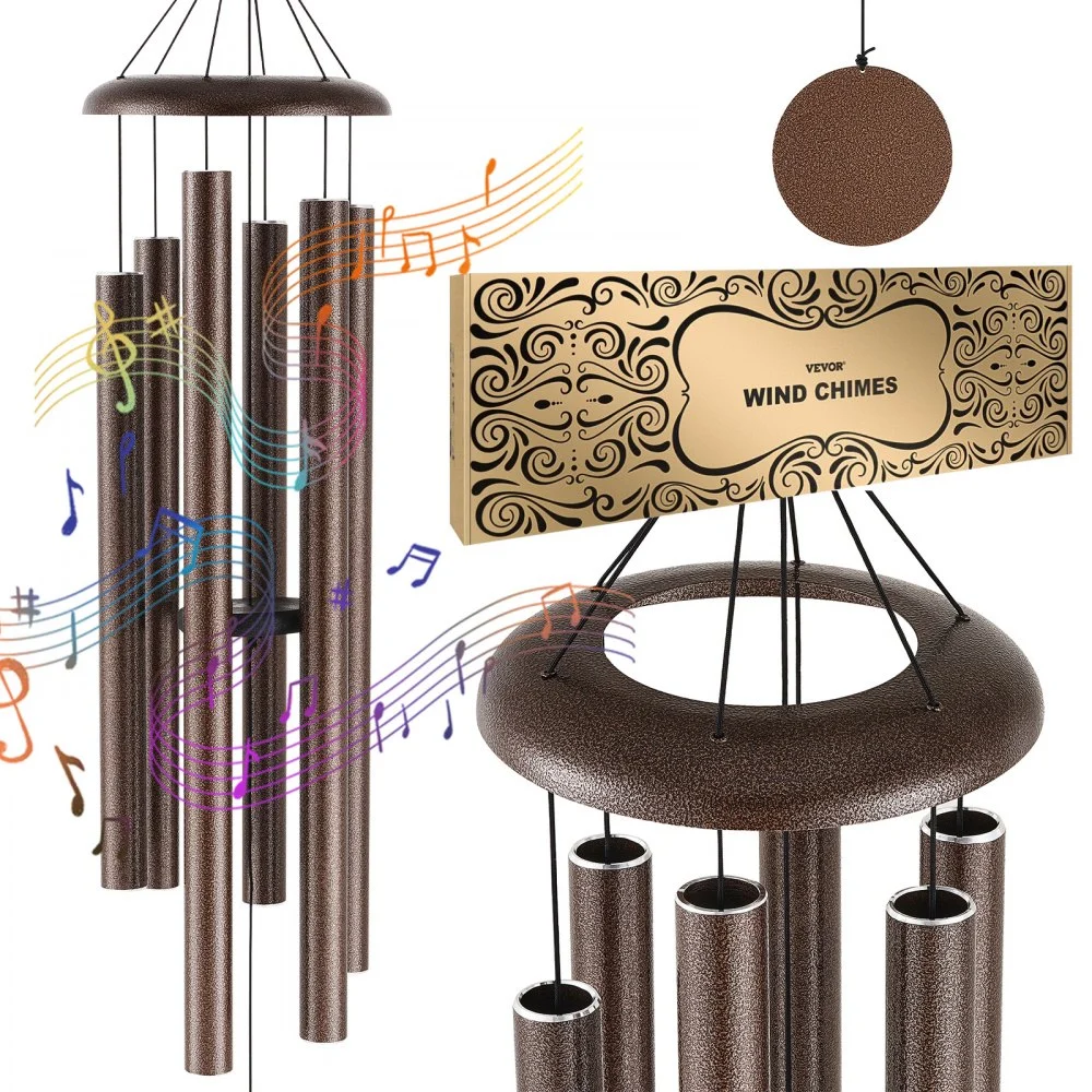 VEVOR Wind Chimes for Outside, 50", Deep Tone Wind Chimes with 6 Tubes, Unique Large Memorial Wind Chimes for Anniversary, Amazing Outdoor Decor for Your Patio, Porch, Garden and Backyard, Copper Vein