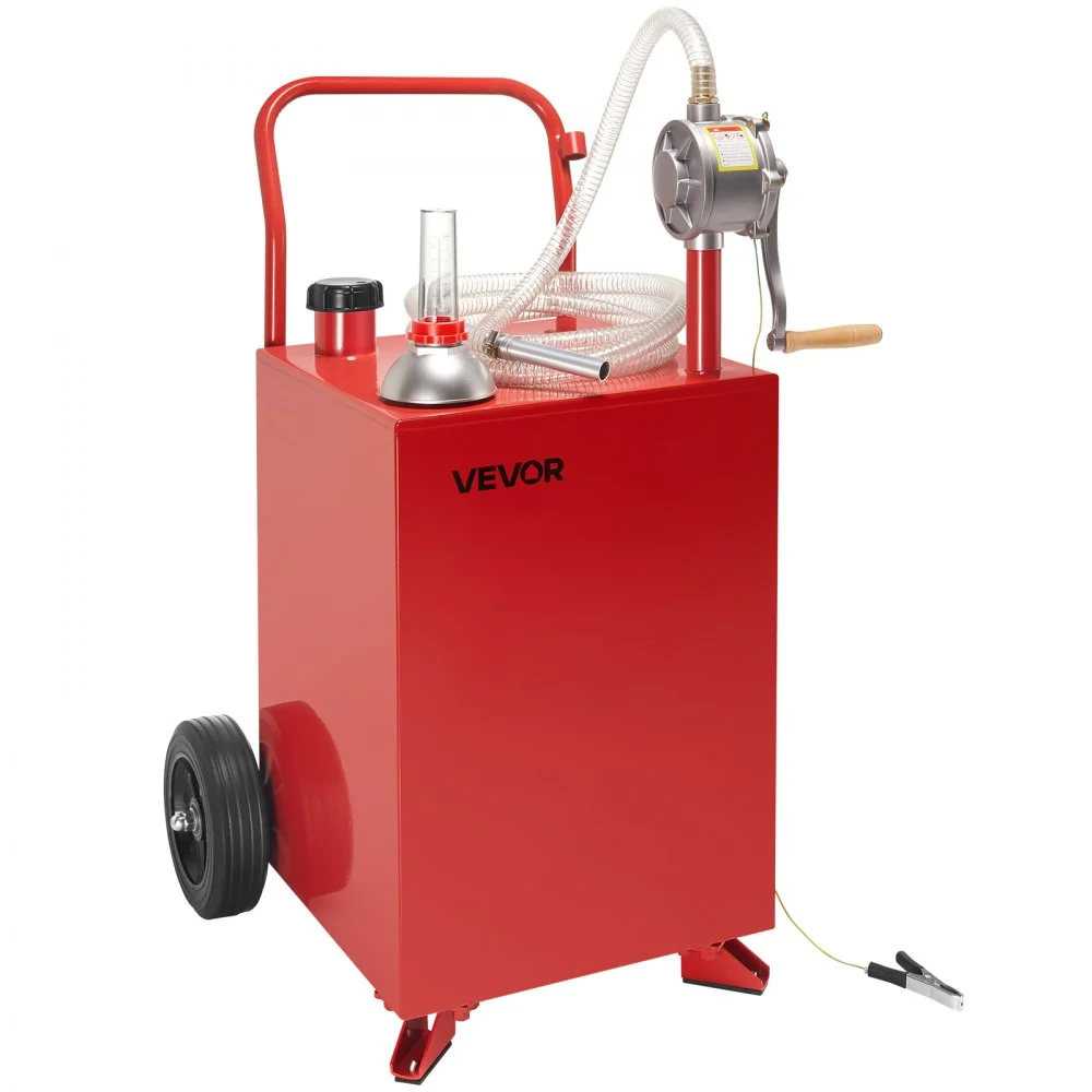Summer Sale
VEVOR 20 Gallon Fuel Caddy, Gasoline & Diesel Fuel Tank with Manual Transfer Pump, Portable Fuel Storage Tank with 2 Wheels & 10 ft Hose, Gas Caddy for Cars, Lawn Mowers, ATVs, Boats, More, Red