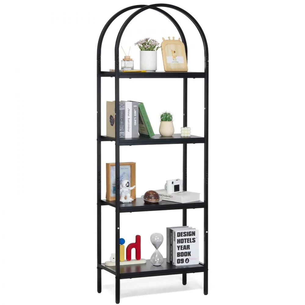 Clearance
VEVOR Metal Bookshelf, 4-Tier Arched Industrial Bookshelf, Small Rustic Vintage Storage Bookcase with Open Shelves, Freestanding Display Shelving Unit Storage Rack, for Living room, Bedroom & Office