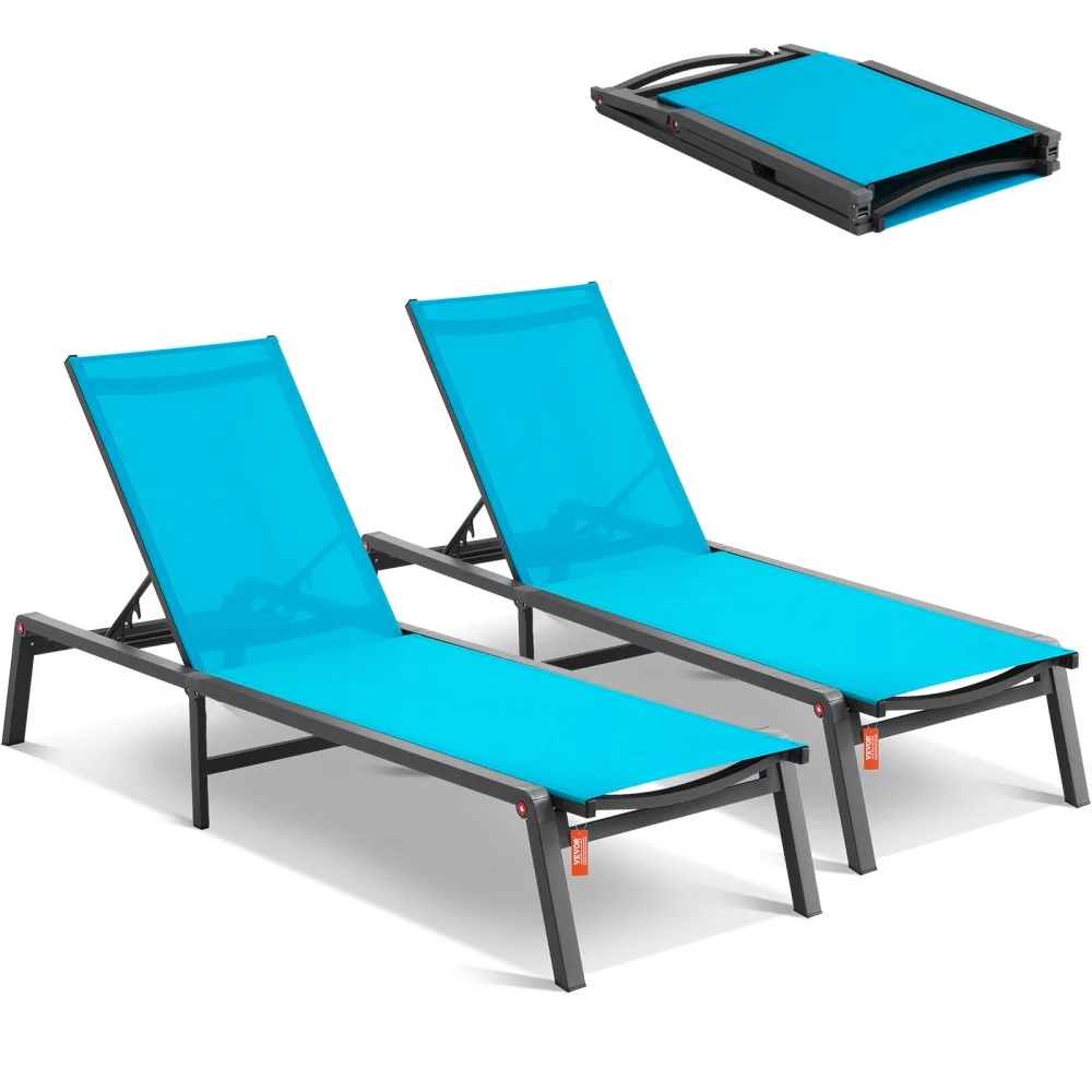 Summer Sale
VEVOR Chaise Lounge Chairs Outdoor, Aluminum Patio Lounge Chairs with Adjustable 5-Position, Folding Pool Lounge Chairs Recliner and Full Flat Tanning Chairs for Patio, Beach, Pool, Blue, 2 pcs
