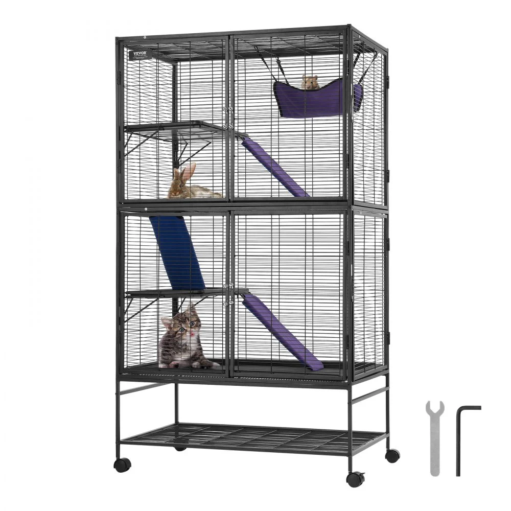 Summer Sale
VEVOR 64.6" Rolling Metal Ferret Cage, Large 4-Tier Cage, Small Animal Cage with Ramps & Tray, Easy to Set up for Pet Rats, Hamster, Guinea Pig, Chinchilla, Squirrel, Hedgehogs, Bunny