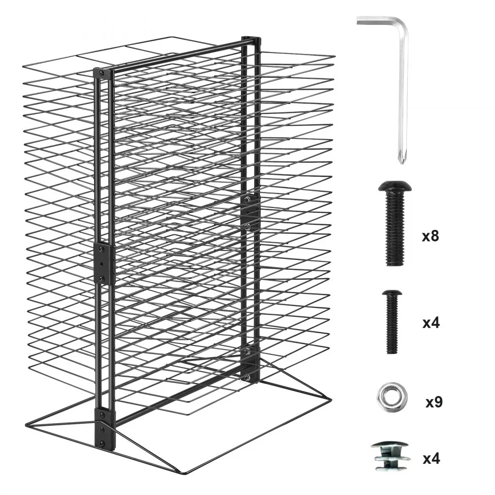 VEVOR Art Drying Rack, 50 Removable Shelves 20 x 17 x 30 inch Paint Drying Rack with Stable Base, Carbon Steel Metal Painting Drying Rack for Artwork in Classroom, Art Studios and Schools, Black