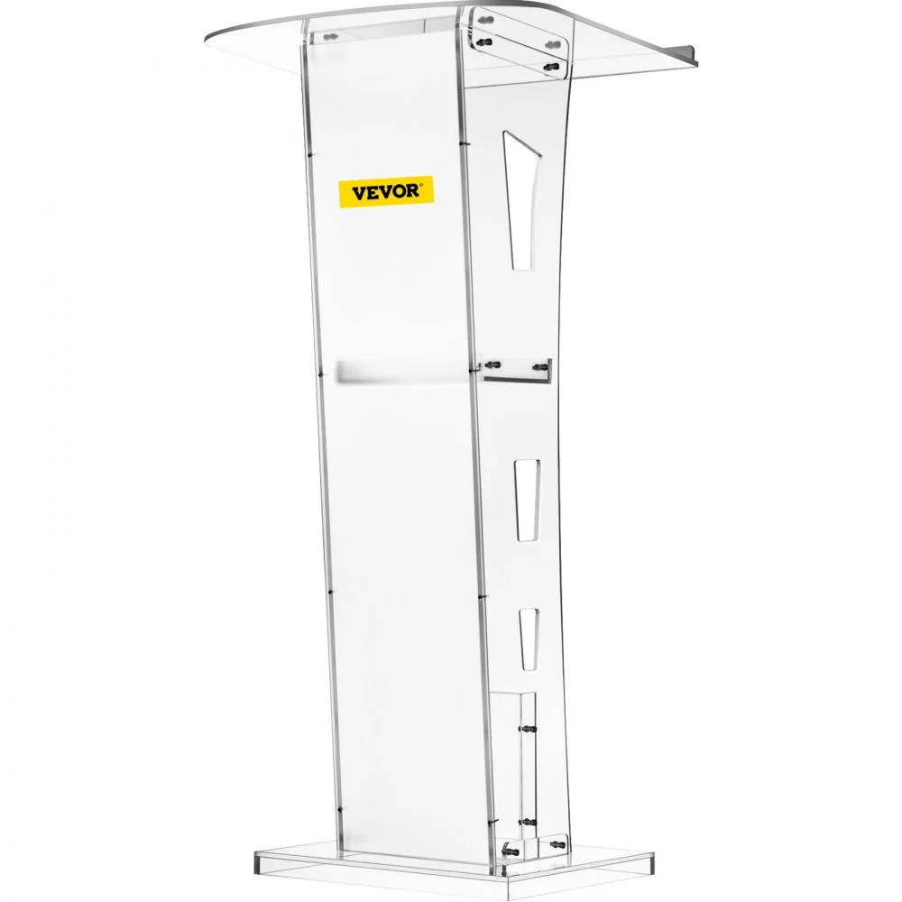 VEVOR Acrylic Podium 45" Tall Plexiglass Podium 26.8"x15" Table Acrylic Pulpits for Churches with 8 mm Thick Acrylic Board Acrylic Podiums and Lecterns Design for Lecture Recital Speech & Presentat