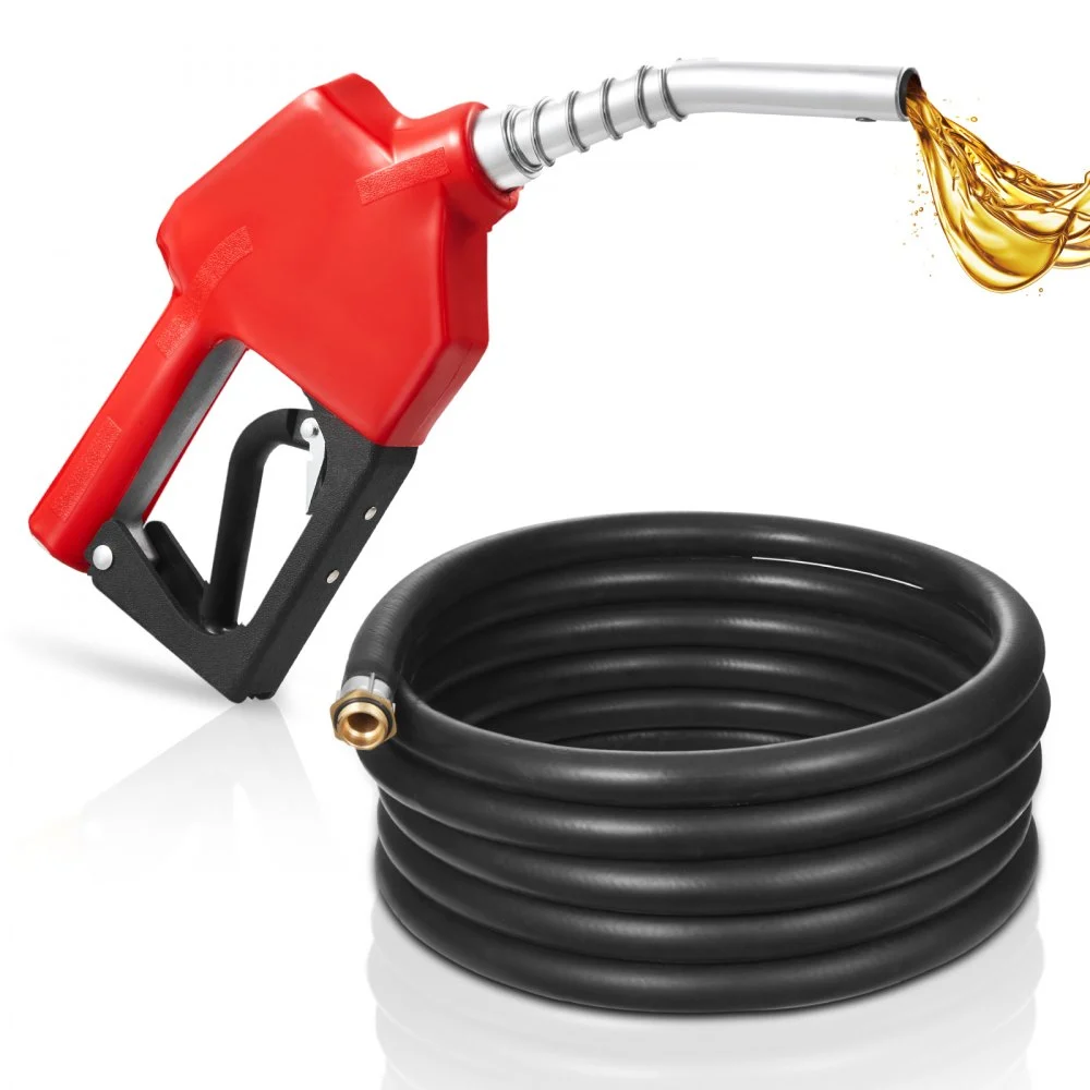 VEVOR 3/4-Inch NPT Automatic Fuel Nozzle, Max Flow Rate 11.8 GPM, Auto Shut Off Diesel Gas Pump Nozzle with 3-Speed Trigger Lock & 13/16-Inch (OD=20 mm) Spout for Gasoline, Diesel, Kerosene, Red