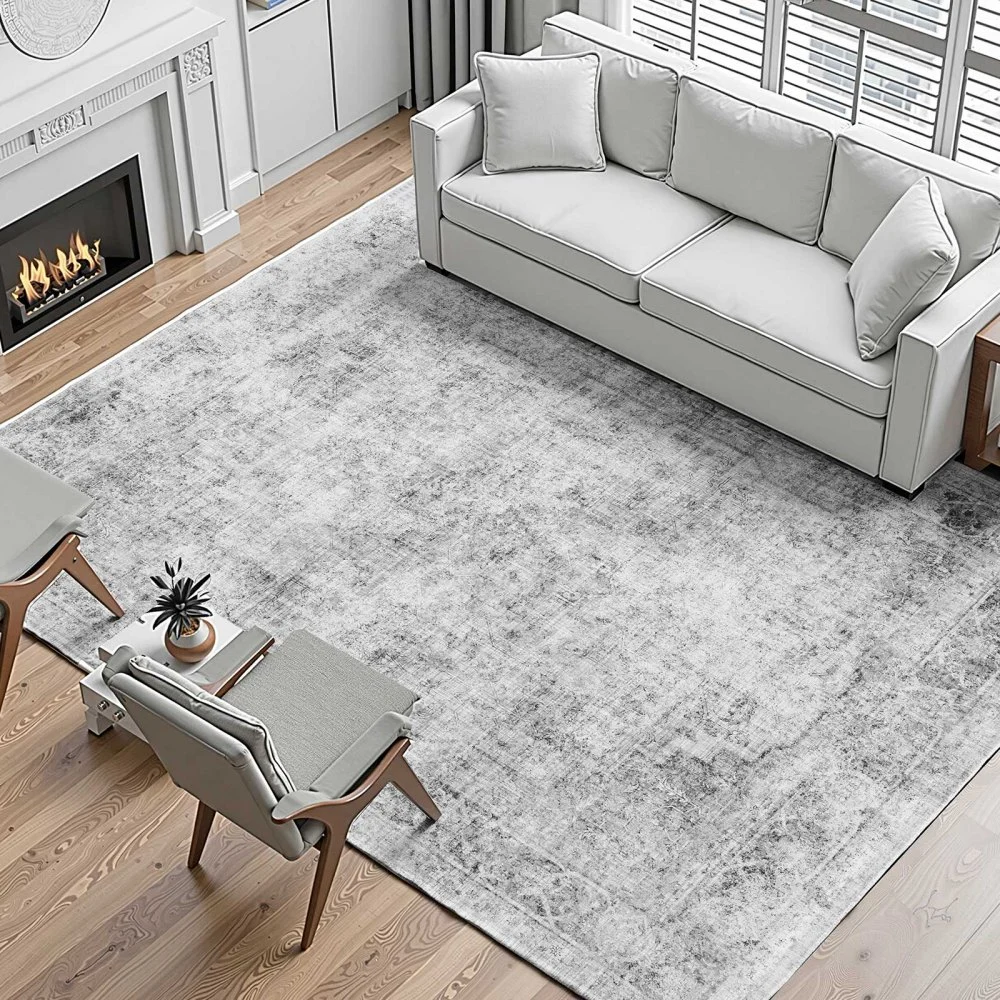 VEVOR Area Rug, 9 x 12 ft Large Washable Boho Rug, Non-Slip and Tear-Resistant Soft Carpet, Pet & Child Friendly Bohemian Area Rugs, Indoor Mat for Bedroom, Living Room, Kids Room, Office, Gray