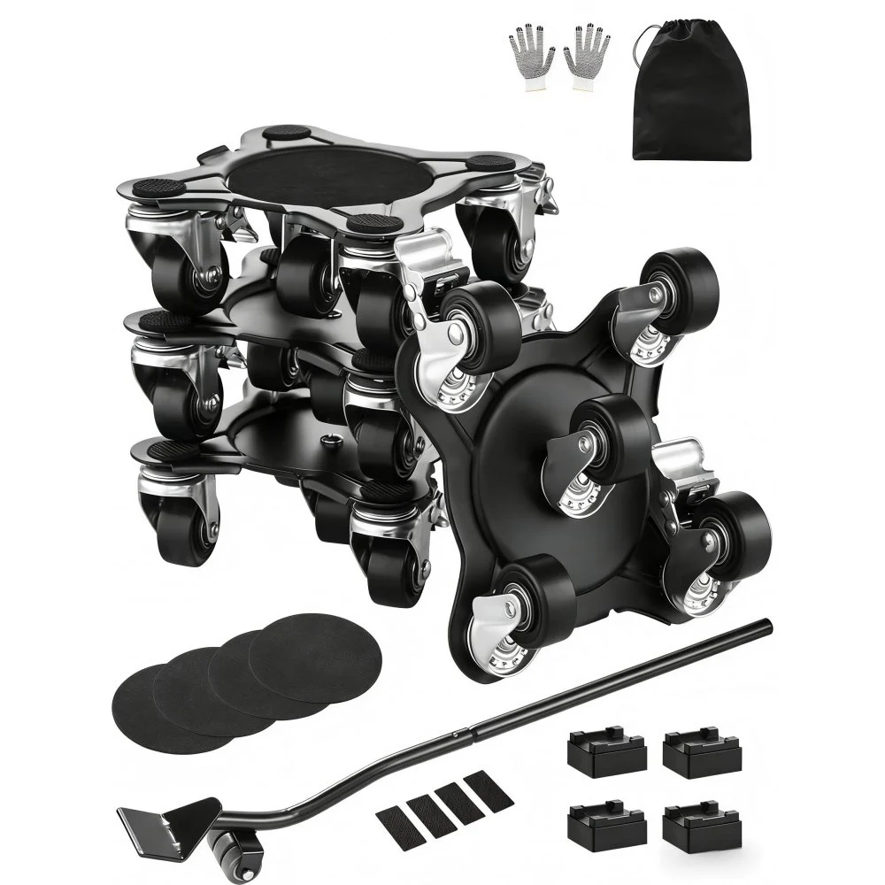 VEVOR Furniture Dolly, Maximum Load 1200 lbs, Heavy Duty Furniture Movers with 5 360° Rotation Wheels, Carbon Steel Panel, Furniture Lift Slider Tool Set for Appliances, Sofa, Fridge, Washing Machine