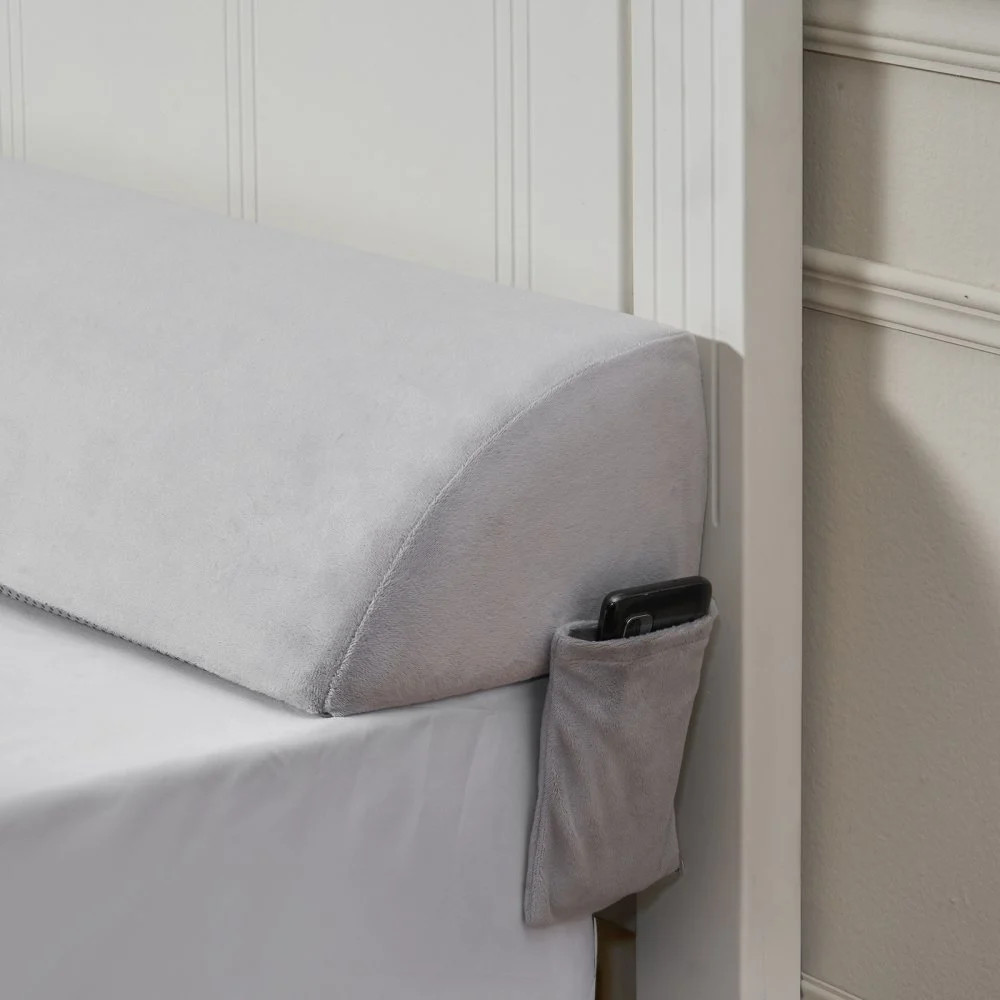 VEVOR Bed Wedge Pillow for Headboard, King Size, 76"x10"x6" Bed Gap Filler, Fill 0-7" Gap Between Headboard and Mattress, Soft Plush Mattress Wedge Headboard Pillow with Side Pocket, for Backrest Gray
