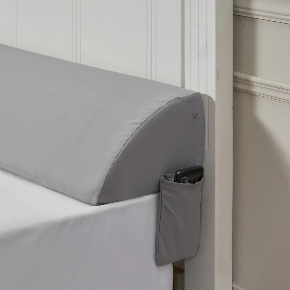 VEVOR Bed Wedge Pillow for Headboard, King Size, 76"x8"x6" Bed Gap Filler, Fill 0-5" Gap Between Headboard and Mattress, 25D Foam Mattress Wedge Headboard Pillow with Side Pocket, for Backrest, Gray