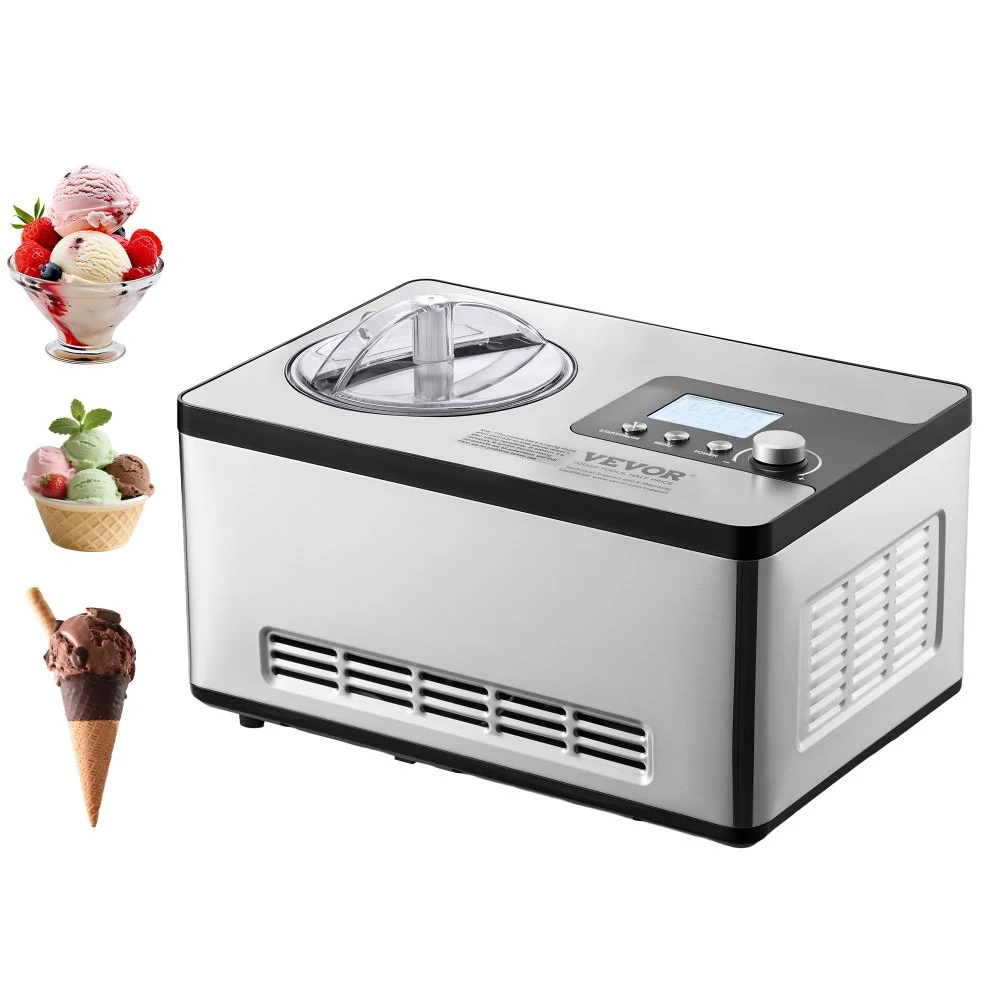 Summer Sale
VEVOR Automatic Ice Cream Maker with Built-in Compressor, 2 Quart No Pre-freezing Fruit Yogurt Machine, Stainless Steel Electric Sorbet Maker, 3 Modes Gelato Maker with LCD Display & Timer, Silver