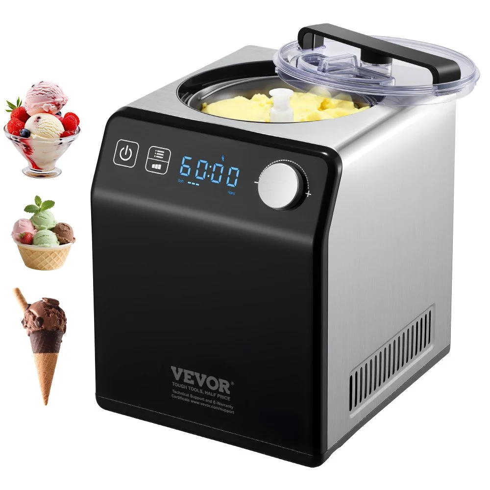 Summer Sale
VEVOR Upright Automatic Ice Cream Maker with Built-in Compressor, 2 Quart No Pre-freezing Fruit Yogurt Machine, Stainless Steel Electric Sorbet Maker, 4 Modes Gelato Maker with Digital Display & Timer