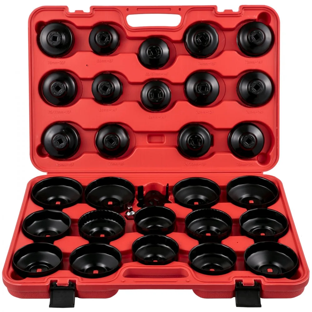 VEVOR Oil Filter Socket Set, 30 Pcs Oil Filter Wrench Set, Sturdy Steel Oil Filter Socket, 3/8" Oil Filter Socket, Low Profile Oil Filter Socket Set For Easy Access, Oil Filter Wrench Cap Set with Ca