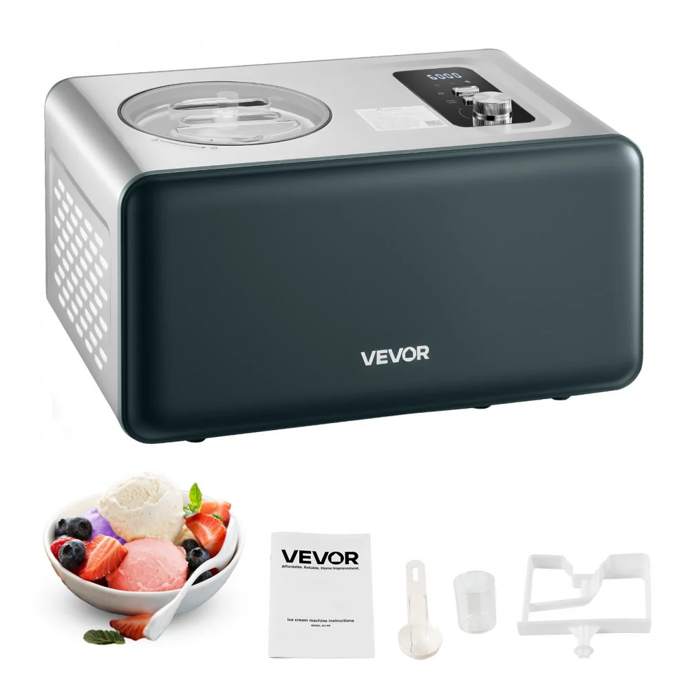 VEVOR Automatic Ice Cream Maker with Built-in Compressor, 1.5 Quart No Pre-freezing Gelato Maker, Electric Sorbet-Maker, 3 Modes Compressor Ice Cream Machine for Home Kitchen
