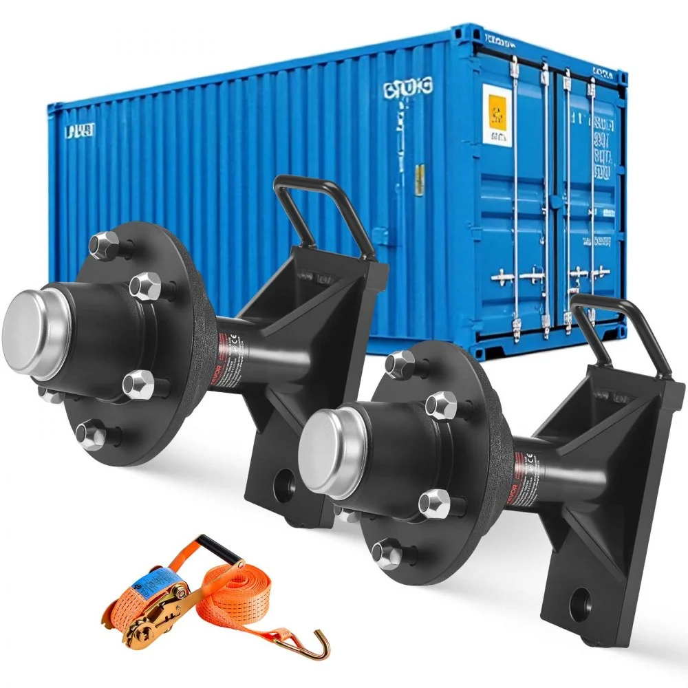 Summer Sale
VEVOR Shipping Container Wheels 6-Lug Wheels Kit, Heavy Duty Shipping Container Axle with Ratchet Tie Down-Moves 20 ft - 40 ft, Secure Transport for Dock, Warehouse, Construction Site, Black