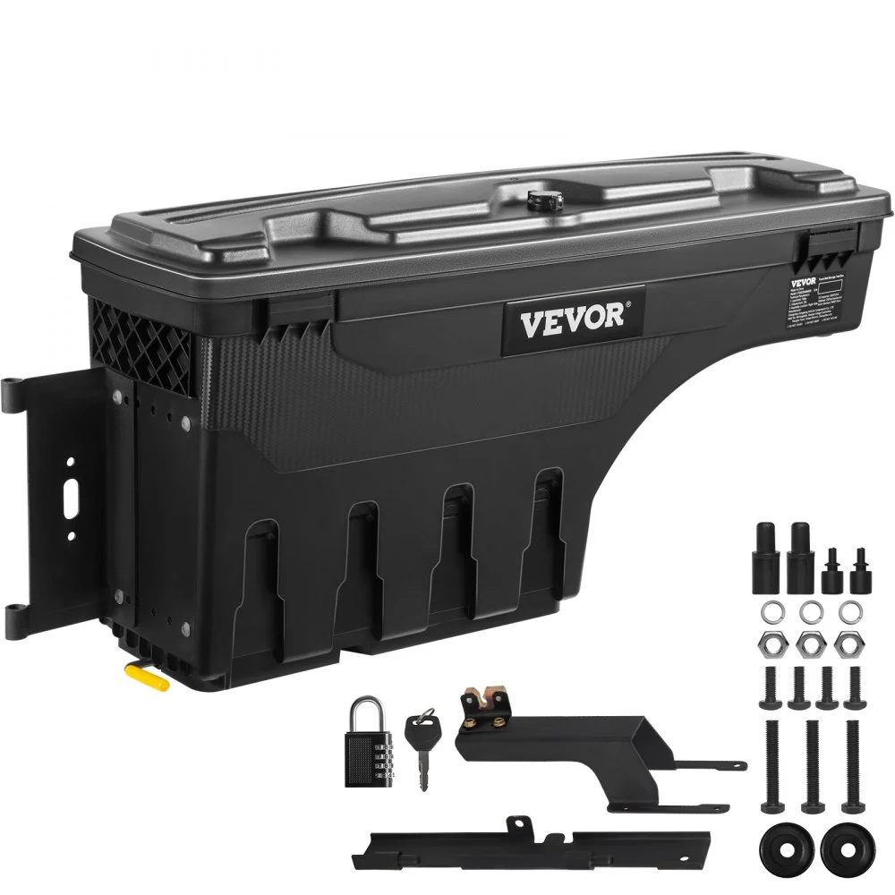 VEVOR Truck Bed Storage Box, Lockable with Password Padlock, 6.6 Gal/25 L ABS Wheel Well Tool Box, Waterproof and Durable, Compatible with Ford F-150 2015-2021, Drivers Side (Left)