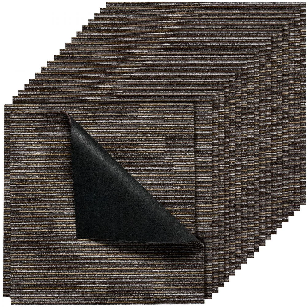VEVOR Carpet Tiles Reusable 24x24 inch, 24 PCS Modular Carpet Square Rug, Commercial Floor Soft Padded for Seamless Cover 96sq.ft², Easy DIY for Living Room Bedroom Office Indoor,Gray & Brown