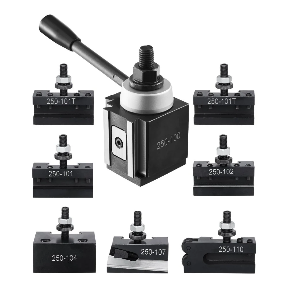 VEVOR Quick Change Tool Post Set, 8 Pcs, Includes Lathe Tool Holders, Wedge Type Tool Post with Turning Tool Holder Accessories, Fit for Mini Lathe & Metal Lathe 6"-12" Swing, Durable Steel Material