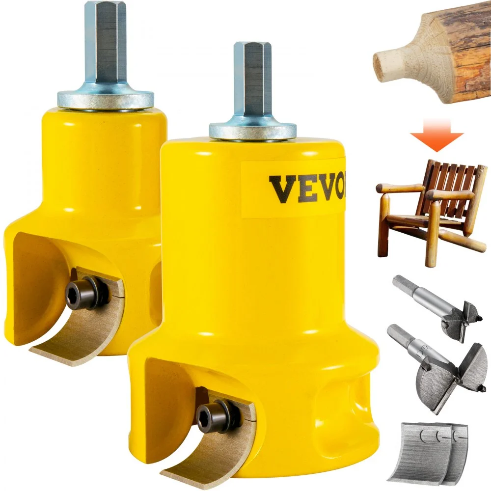 VEVOR Tenon Cutter, 1"/25.4mm & 2"/50.8mm Diameter, with Dual Curved Blades & Button Screws Home Master Kit, Premium Aluminum & Steel Log Furniture Cutter, Commercial Beginner’s Tool for Home DIY