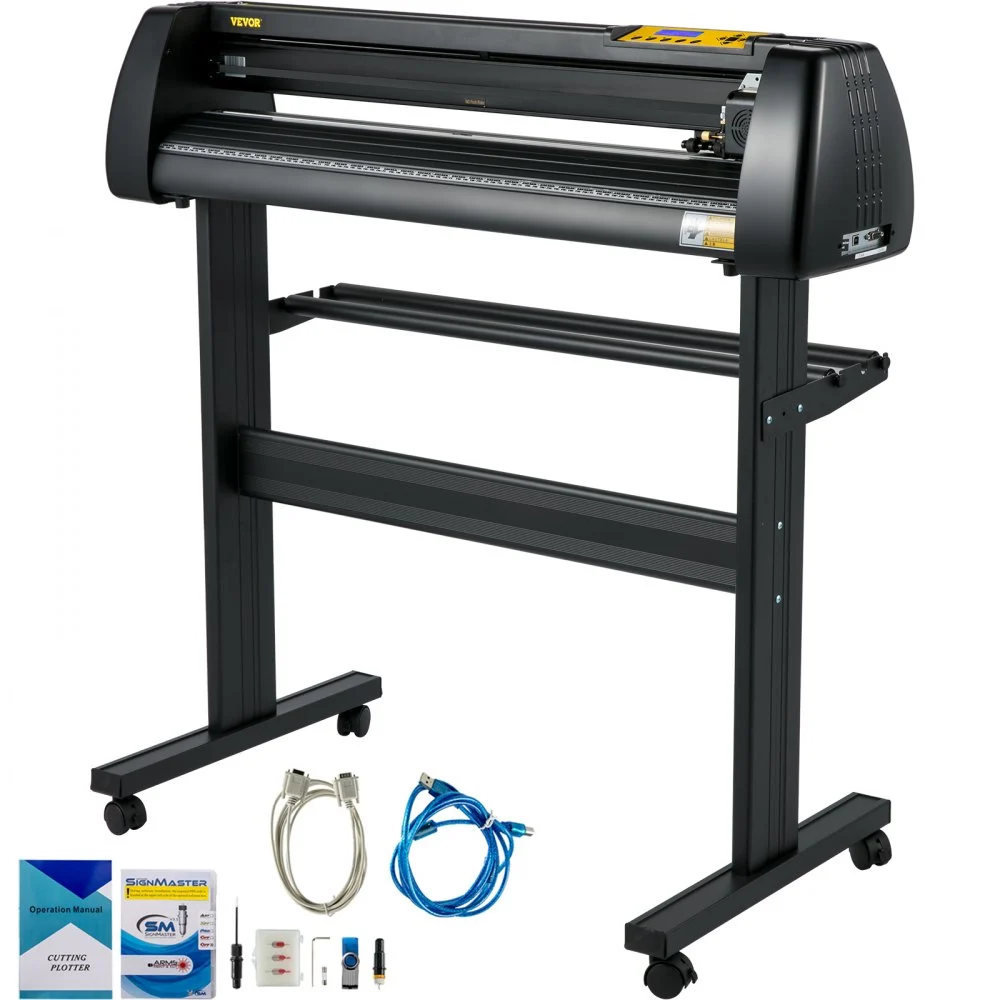 VEVOR Vinyl Cutter Machine, 34 Inch Paper Feed Cutting Plotter Bundle Adjustable Force & Speed Vinyl Printer, LCD Display Windows Compatible Sign Making kit with Signmaster Software