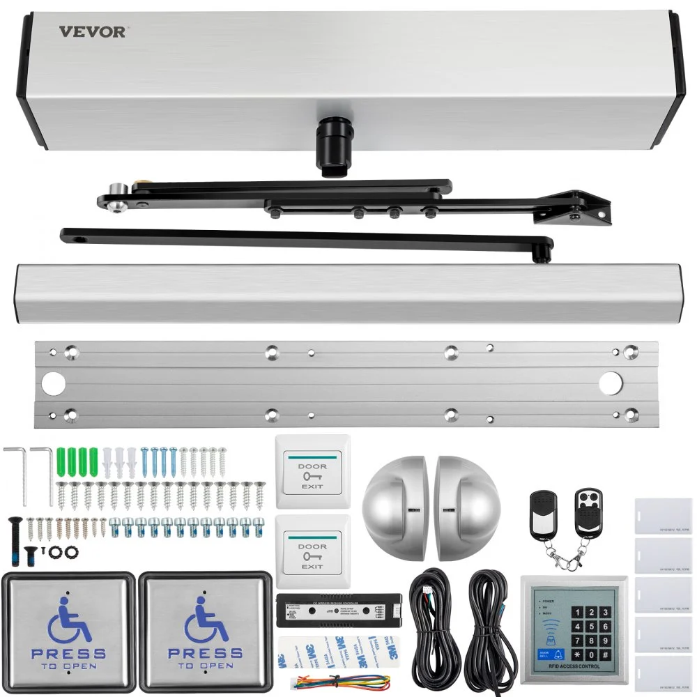 Summer Sale
VEVOR Automatic Door Opener, 100-240V for Max.220lbs Doors, Swing Door Operator for Disabilities with 2 Wireless Remotes, Keypad, 2 Exit Buttons, 5 ID Cards, 2 Stainless Steel Push Buttons, CE Listed