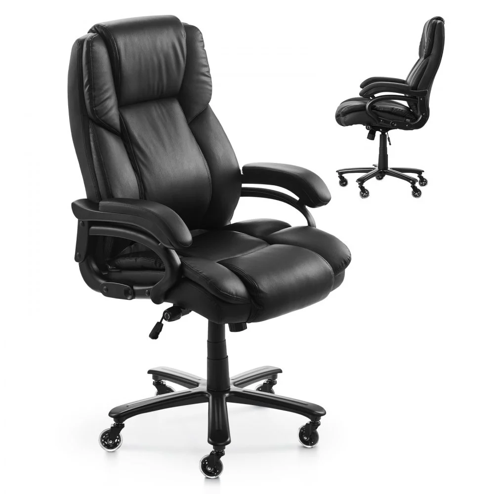 Summer Sale
VEVOR Executive Office Chair with Knob-Control Lumbar Support, 500lb Capacity Office Chair, Heavy Duty Ergonomic Chair, Height Adjustable PU Leather Reclining Home Office Desk Chairs, Black