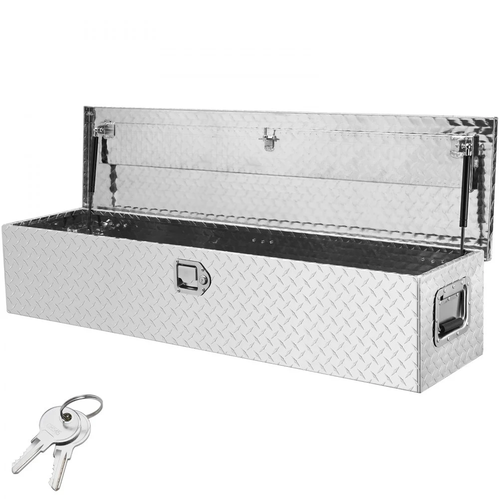Summer Sale
VEVOR Heavy Duty Aluminum Truck Bed Tool Box, Diamond Plate Tool Box with Side Handle and Lock Keys, Storage Tool Box Chest Box Organizer for Pickup, Truck Bed, RV, Trailer, 48"x15"x15", Silver