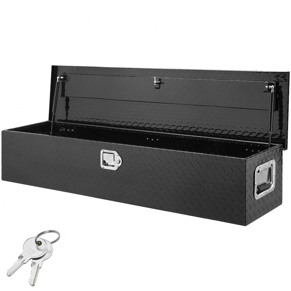 Summer Sale
VEVOR Heavy Duty Aluminum Truck Bed Tool Box, Diamond Plate Tool Box with Side Handle and Lock Keys, Storage Tool Box Chest Box Organizer for Pickup, Truck Bed, RV, Trailer, 48"x15"x15", Black