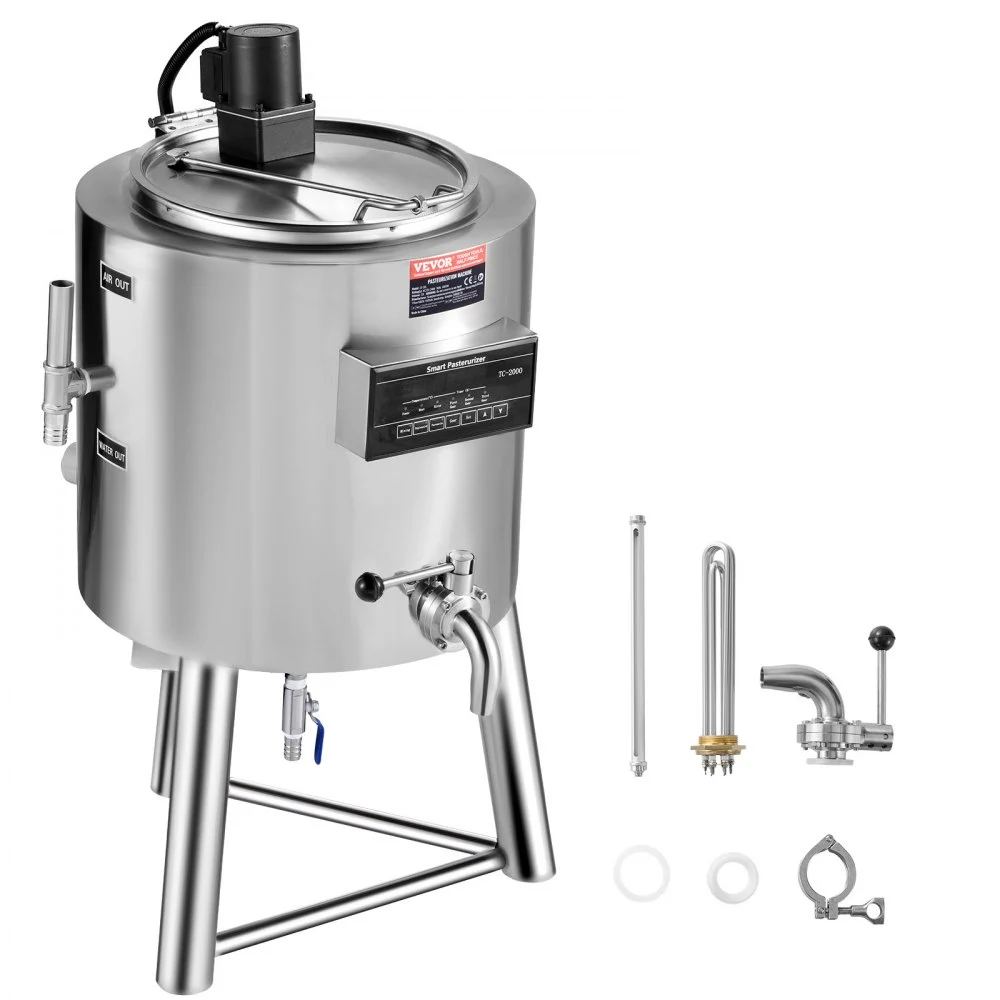 VEVOR Milk Pasteurizer 30L, Commercial Milk Pasteurization Machine, Food Grade 304 Stainless Steel, Professional Pasteurization with Time and Temperature Control, for Milk Juice Yogurt Sterilization