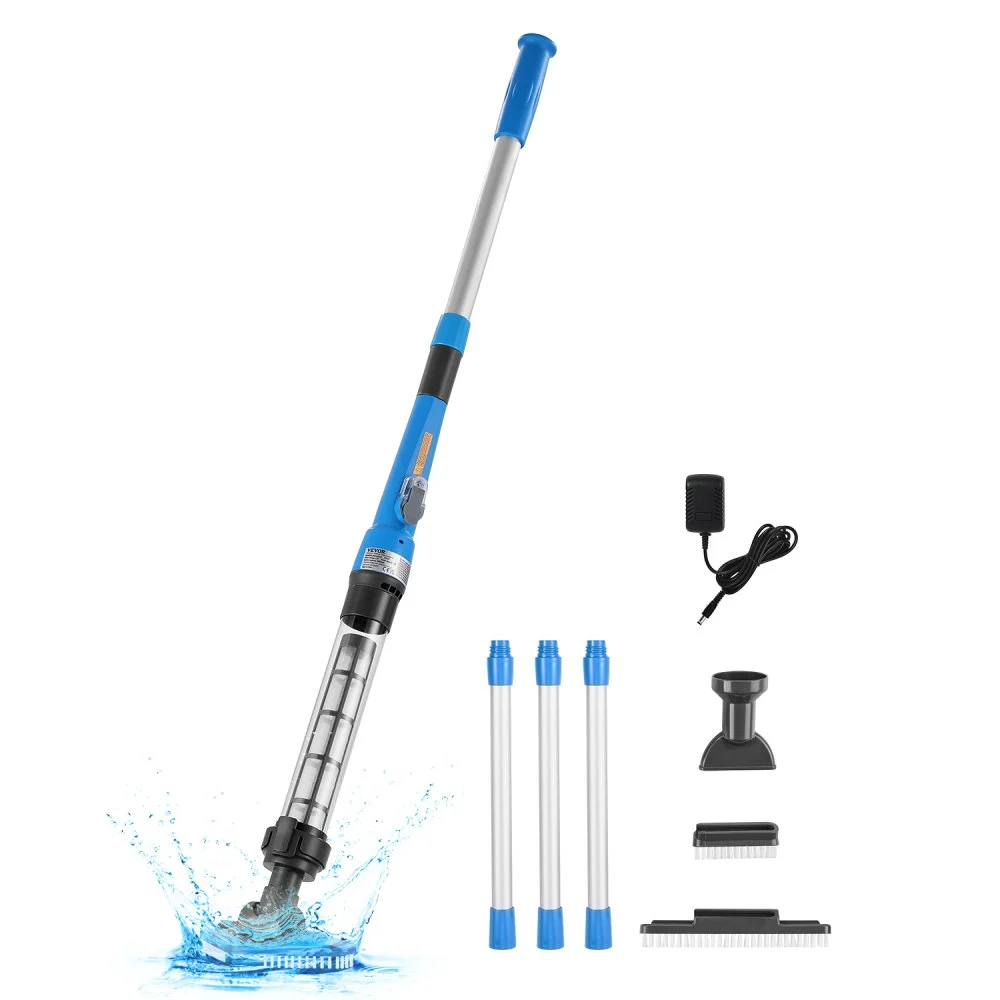 VEVOR Pool Vacuum, 8.5 GPM Handheld Cordless Hot Tub Vacuum with Extension Pole, for Deep Cleaning & Strong Suction, Rechargeable Pool Cleaner, Running up to 1Hour, for Above Ground/Inground Pool Spas