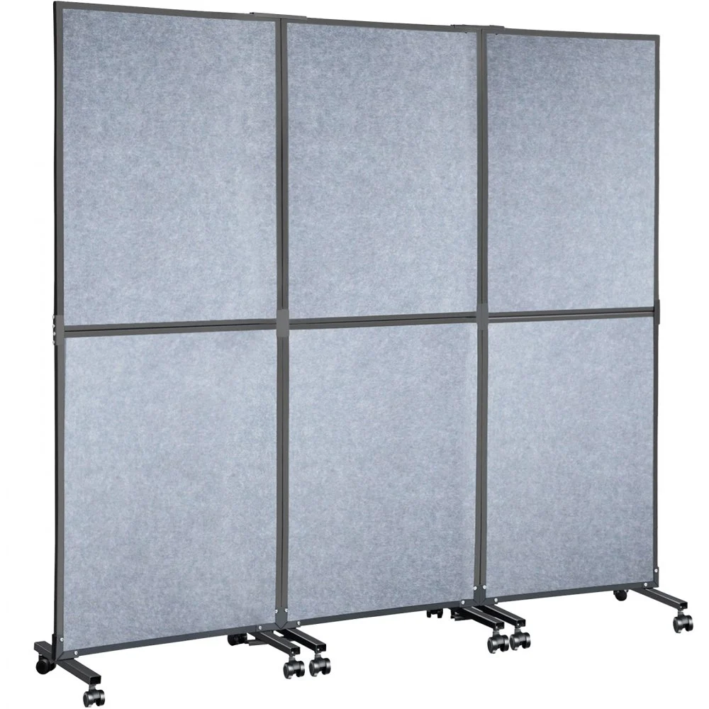 VEVOR Acoustic Room Divider 72" x 66" Office Partition Panel 3 Pack Office Divider Wall Light Gray Office Dividers Partition Wall Polyester & 45 Steel Cubicle Wall Reduce Noise and Visual Distractio